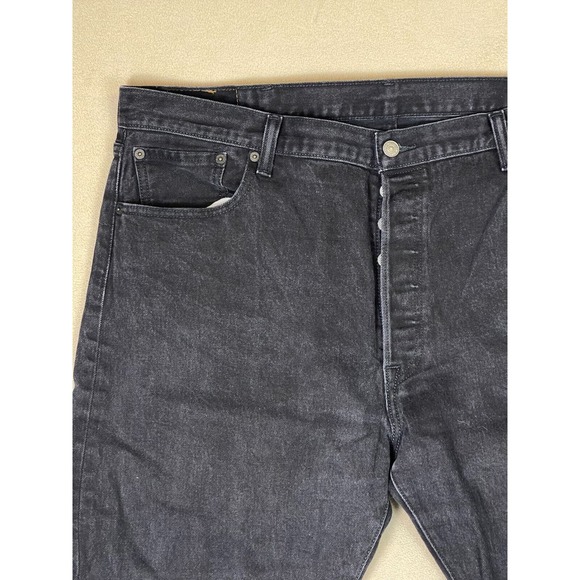 Levis Jeans Mens 42x32 Black 501 XX Denim Button Fly Casual Straight Adult - Picture 2 of 14